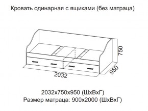 Кровать одинарная с ящиками (Без матраца 0,9*2,0) в Нягани - nyagan.magazin-mebel74.ru | фото