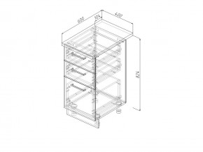 Н3Я 40 Модуль нижний Без Столешницы 3 ящика МН3Я 40 в Нягани - nyagan.magazin-mebel74.ru | фото