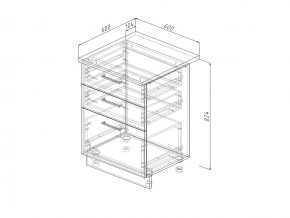 Н3Я 60 Модуль нижний Без Столешницы 3 ящика МН3Я 60 в Нягани - nyagan.magazin-mebel74.ru | фото