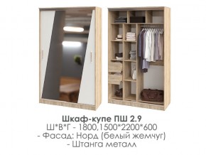 шкаф-купе ПШ-2.9 1500 Норд Белый жемчуг 1500 в Нягани - nyagan.magazin-mebel74.ru | фото